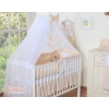 Bedding set 5-pcs bumper cases mosquito-net- Hanging Hearts white dots on beige