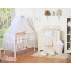Bedding set 5-pcs bumper cases mosquito-net- Hanging Hearts white dots on beige