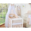 Bedding set 5-pcs bumper cases mosquito-net- Hanging Hearts white dots on beige
