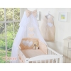Bedding set 5-pcs bumper cases mosquito-net- Hanging Hearts white dots on beige