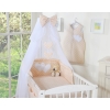 Bedding set 5-pcs bumper cases mosquito-net- Hanging Hearts white dots on beige