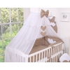 Bedding set 5-pcs bumper cases mosquito-net- Hanging Hearts white dots on brown