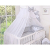 Bedding set 5-pcs bumper cases mosquito-net- Hanging Hearts white dots on Gray