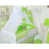Bedding set 5-pcs bumper cases mosquito-net- Hanging Hearts white dots on green
