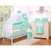 Bedding set 5-pcs bumper cases mosquito-net- Hanging Hearts white dots on mint