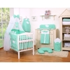 Bedding set 5-pcs bumper cases mosquito-net- Hanging Hearts white dots on mint