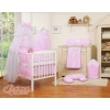 Bedding set 5-pcs bumper cases mosquito-net- Hanging Hearts white dots on pink