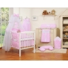 Bedding set 5-pcs bumper cases mosquito-net- Hanging Hearts white dots on pink