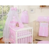 Bedding set 5-pcs bumper cases mosquito-net- Hanging Hearts white dots on pink