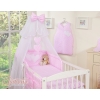 Bedding set 5-pcs bumper cases mosquito-net- Hanging Hearts white dots on pink