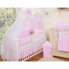 Bedding set 5-pcs bumper cases mosquito-net- Hanging Hearts white dots on pink
