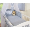 Bedding set 5-pcs bumper cases mosquito-net- Hanging Hearts white polka dots on Gray