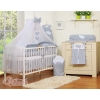 Bedding set 5-pcs bumper cases mosquito-net- Hanging Hearts white polka dots on Gray