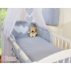 Bedding set 5-pcs bumper cases mosquito-net- Hanging Hearts white polka dots on Gray