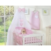Bedding set 5-pcs bumper cases mosquito-net- Hanging Hearts white polka dots on pink