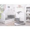 Bedding set 5-pcs bumper cases mosquito-net - mini stars white