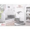 Bedding set 5-pcs bumper cases mosquito-net - mini stars white