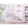 Bedding set 5-pcs bumper cases mosquito-net - peony flower pink