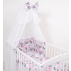 Bedding set 5-pcs bumper cases mosquito-net - peony flower pink