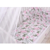 Bedding set 5-pcs bumper cases mosquito-net - peony flower pink