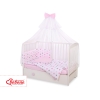 Bedding set 5-pcs bumper cases mosquito-net - stars gray - pink/ pink