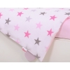 Bedding set 5-pcs bumper cases mosquito-net - stars gray - pink/ pink