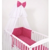 Bedding set 5-pcs bumper cases mosquito-net - wine red stars
