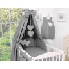 Bedding set 7-pcs with canopy- Hanging Hearts anthracite
