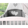 Bedding set 7-pcs with canopy- Hanging Hearts anthracite
