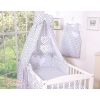 Bedding set 7-pcs with canopy- Hanging Hearts black dots on white