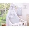 Bedding set 7-pcs with canopy- Hanging Hearts black dots on white