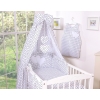 Bedding set 7-pcs with canopy- Hanging Hearts black dots on white
