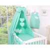 Bedding set 7-pcs with canopy- Hanging Hearts mint