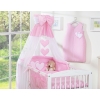 Bedding set 7-pcs with canopy- Hanging Hearts pink