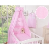 Bedding set 7-pcs with canopy- Hanging Hearts pink stripes