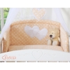 Bedding set 7-pcs with canopy- Hanging Hearts white dots on beige