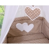 Bedding set 7-pcs with canopy- Hanging Hearts white dots on brown