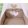 Bedding set 7-pcs with canopy- Hanging Hearts white dots on brown
