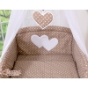 Bedding set 7-pcs with canopy- Hanging Hearts white dots on brown