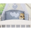 Bedding set 7-pcs with canopy- Hanging Hearts white dots on Gray
