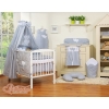 Bedding set 7-pcs with canopy- Hanging Hearts white dots on Gray