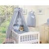 Bedding set 7-pcs with canopy- Hanging Hearts white dots on Gray