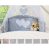 Bedding set 7-pcs with canopy- Hanging Hearts white dots on Gray