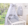 Bedding set 7-pcs with canopy- Hanging Hearts white dots on Gray