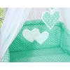 Bedding set 7-pcs with canopy- Hanging Hearts white dots on mint