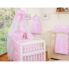 Bedding set 7-pcs with canopy- Hanging Hearts white dots on pink