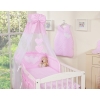Bedding set 7-pcs with canopy- Hanging Hearts white dots on pink