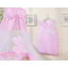 Bedding set 7-pcs with canopy- Hanging Hearts white dots on pink