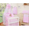 Bedding set 7-pcs with canopy- Hanging Hearts white dots on pink