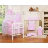 Bedding set 7-pcs with canopy- Hanging Hearts white dots on pink
